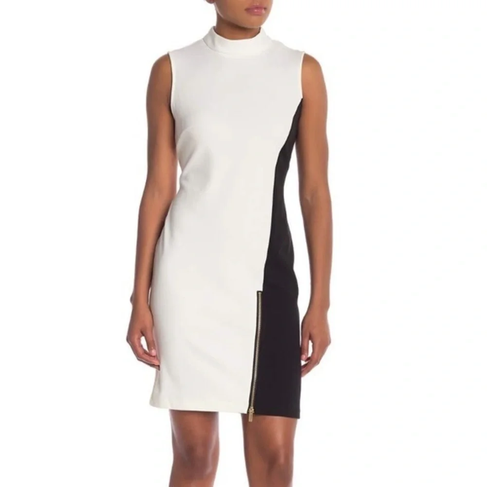 NWT Sharagano Black White Colorblock Sheath Dress